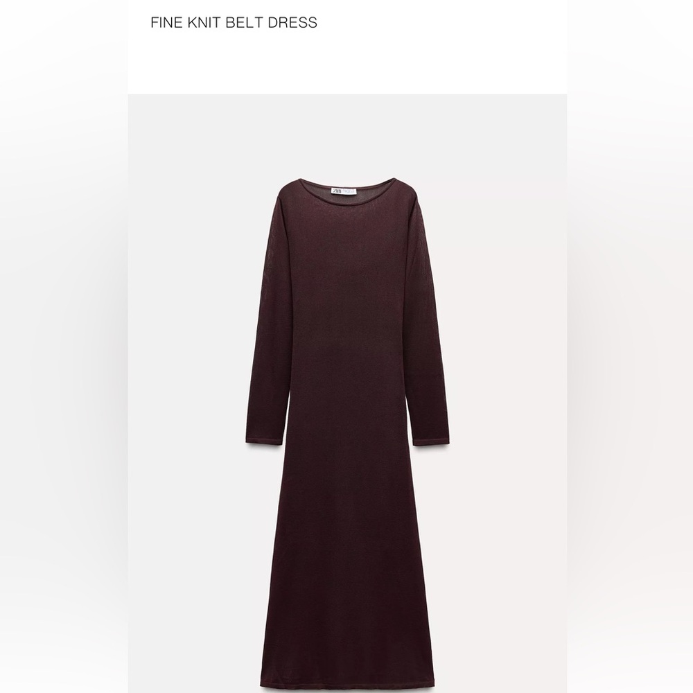 Zara Deep Burgundy/Brown Long Sleeve Dress